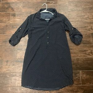 navy blue polka dot dress